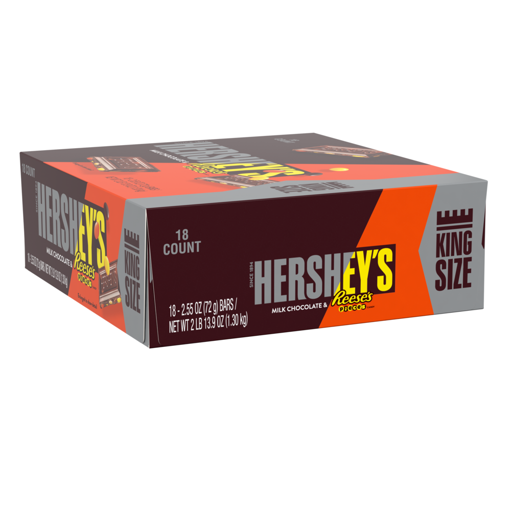 Hershey's, Milk Chocolate and Reese's Pieces Candy Bar, 2.55 Oz., 18 Ct.