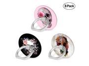 Cell Phone Ring Holder, 3-Pack 360 Degree Rotation Universal Pop Grip Stand Anti- Drop Finger Holder for Smartphone and Tablets - Skull Flowers