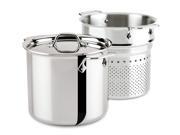 All-Clad 4807 Stainless Steel Tri-Ply Bonded Dishwasher Safe Pasta Pentola with Insert / Cookware, 7-Quart, Silver