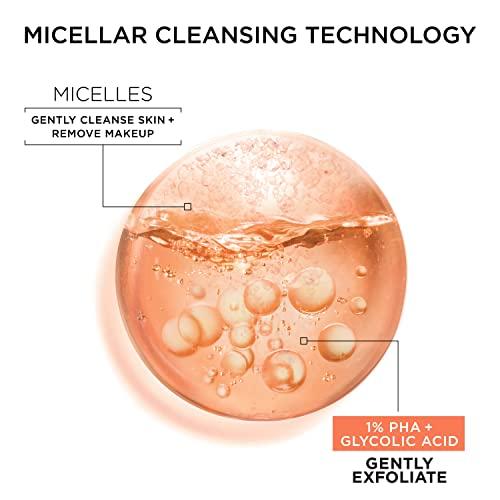 Garnier SkinActive Gentle Peeling Micellar Water with 1% PHA and Glycolic Acid, Face Exfoliant, Facial Cleanser and Makeup Remover, 2 Pack thumbnail