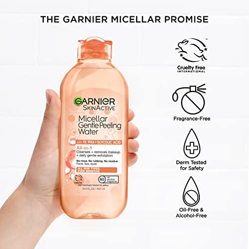 Garnier SkinActive Gentle Peeling Micellar Water with 1% PHA and Glycolic Acid, Face Exfoliant, Facial Cleanser and Makeup Remover, 2 Pack thumbnail