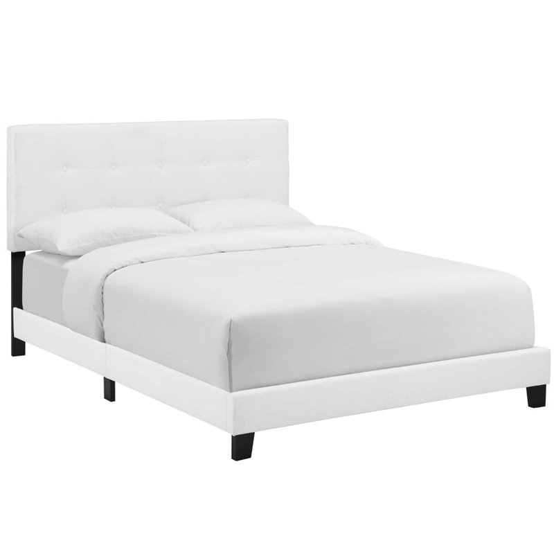 Amira Twin Upholstered Fabric Bed in White - East End Imports MOD-5999-WHI