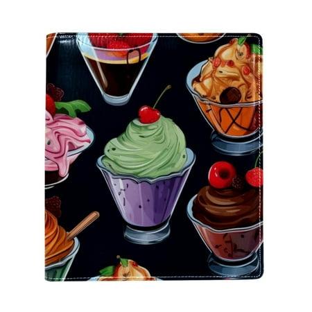 OWNTA Ice Cream Pattern Premium PU Leather Book Protector: Stylish and Durable Book Covers for Checkbook  Notebooks  and More - 9.8x11 Inches