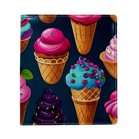 OWNTA Ice Cream Pattern Premium PU Leather Book Protector: Stylish and Durable Book Covers for Checkbook  Notebooks  and More - 9.8x11 Inches