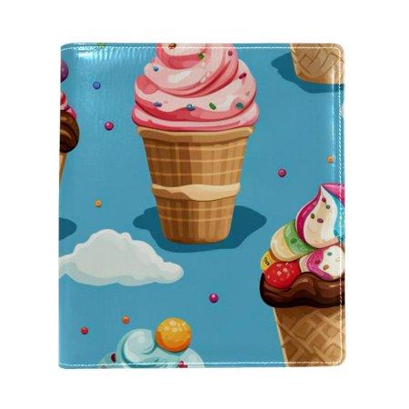 OWNTA Ice Cream Pattern Premium PU Leather Book Protector: Stylish and Durable Book Covers for Checkbook  Notebooks  and More - 9.8x11 Inches