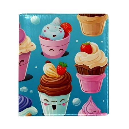 OWNTA Ice Cream Pattern Premium PU Leather Book Protector: Stylish and Durable Book Covers for Checkbook  Notebooks  and More - 9.8x11 Inches