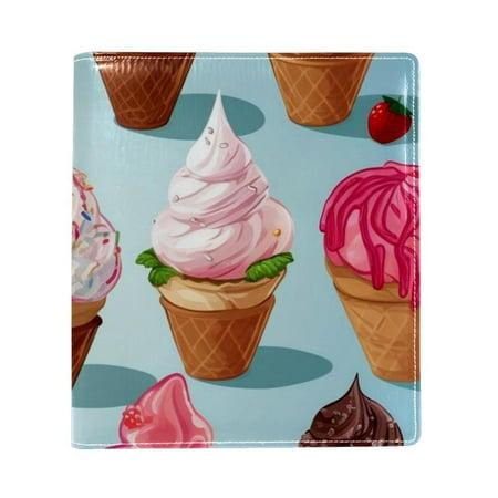 OWNTA Ice Cream Pattern Premium PU Leather Book Protector: Stylish and Durable Book Covers for Checkbook  Notebooks  and More - 9.8x11 Inches