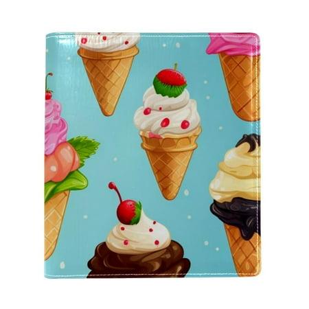 OWNTA Ice Cream Pattern Premium PU Leather Book Protector: Stylish and Durable Book Covers for Checkbook  Notebooks  and More - 9.8x11 Inches