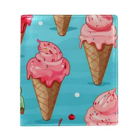 OWNTA Ice Cream Pattern Premium PU Leather Book Protector: Stylish and Durable Book Covers for Checkbook  Notebooks  and More - 9.8x11 Inches
