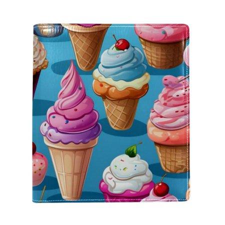 OWNTA Ice Cream Pattern Premium PU Leather Book Protector: Stylish and Durable Book Covers for Checkbook  Notebooks  and More - 9.8x11 Inches