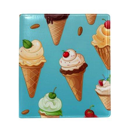OWNTA Ice Cream Pattern Premium PU Leather Book Protector: Stylish and Durable Book Covers for Checkbook  Notebooks  and More - 9.8x11 Inches