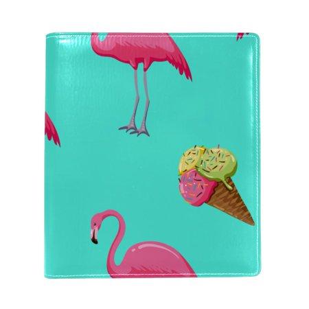 OWNTA Tropical Flamingo Ice Cream Blue Color Pattern Premium PU Leather Book Protector: Stylish and Durable Book Covers for Checkbook  Notebooks  and 
