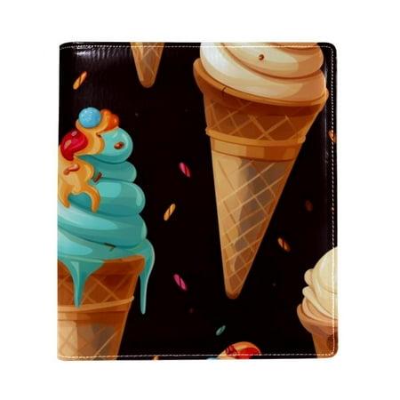 OWNTA Ice Cream Pattern Premium PU Leather Book Protector: Stylish and Durable Book Covers for Checkbook  Notebooks  and More - 9.8x11 Inches