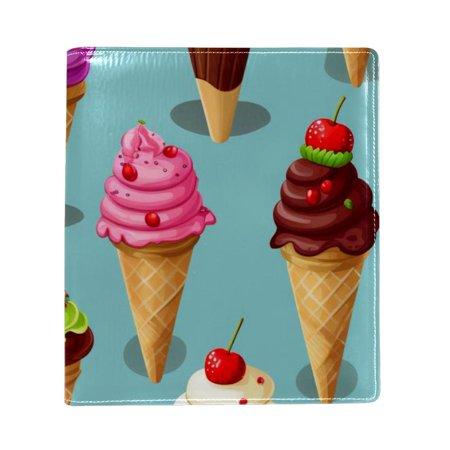 OWNTA Ice Cream Pattern Premium PU Leather Book Protector: Stylish and Durable Book Covers for Checkbook  Notebooks  and More - 9.8x11 Inches