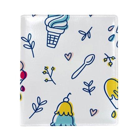 OWNTA Ice Cream Sweety Spoon Cute Pattern Premium PU Leather Book Protector: Stylish and Durable Book Covers for Checkbook  Notebooks  and More - 9.8x