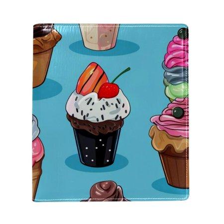OWNTA Ice Cream Pattern Premium PU Leather Book Protector: Stylish and Durable Book Covers for Checkbook  Notebooks  and More - 9.8x11 Inches