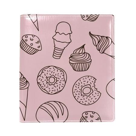 OWNTA Desserts Ice Creams Donuts Cake Pattern Premium PU Leather Book Protector: Stylish and Durable Book Covers for Checkbook  Notebooks  and More - 