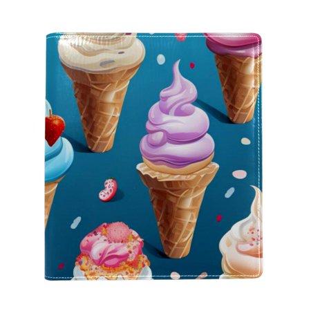 OWNTA Ice Cream Pattern Premium PU Leather Book Protector: Stylish and Durable Book Covers for Checkbook  Notebooks  and More - 9.8x11 Inches