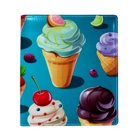 OWNTA Ice Cream Pattern Premium PU Leather Book Protector: Stylish and Durable Book Covers for Checkbook  Notebooks  and More - 9.8x11 Inches