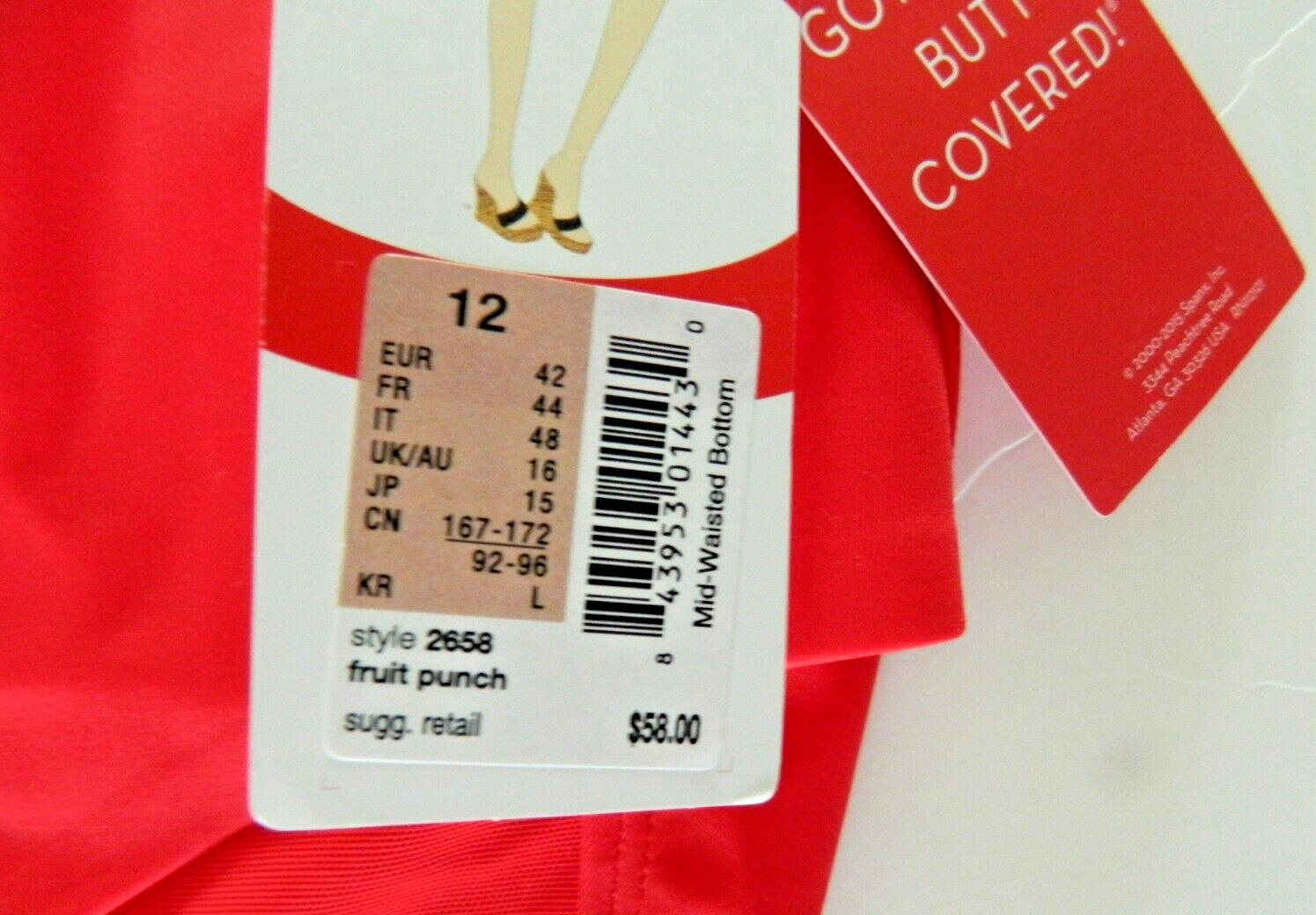 NWT SPANX Mid-Waisted Shaping Swimsuit Bottom 2658, Fruit Punch Sz 12 thumbnail