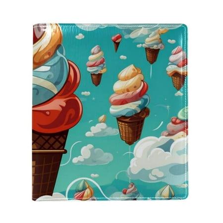 OWNTA Ice Cream Pattern Premium PU Leather Book Protector: Stylish and Durable Book Covers for Checkbook  Notebooks  and More - 9.8x11 Inches