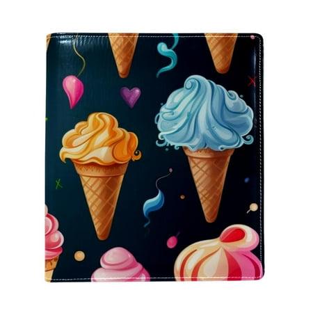 OWNTA Ice Cream Pattern Premium PU Leather Book Protector: Stylish and Durable Book Covers for Checkbook  Notebooks  and More - 9.8x11 Inches
