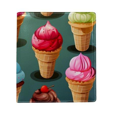 OWNTA Ice Cream Pattern Premium PU Leather Book Protector: Stylish and Durable Book Covers for Checkbook  Notebooks  and More - 9.8x11 Inches