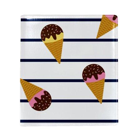 OWNTA Summer Ice Creams Marine Stripes Pattern Premium PU Leather Book Protector: Stylish and Durable Book Covers for Checkbook  Notebooks  and More -