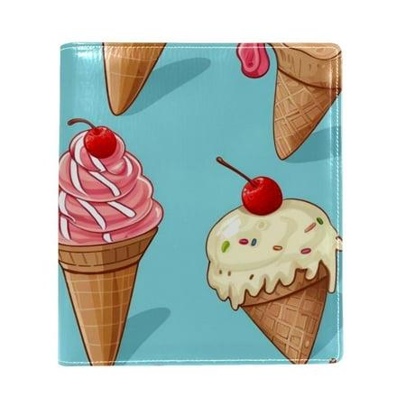 OWNTA Ice Cream Pattern Premium PU Leather Book Protector: Stylish and Durable Book Covers for Checkbook  Notebooks  and More - 9.8x11 Inches
