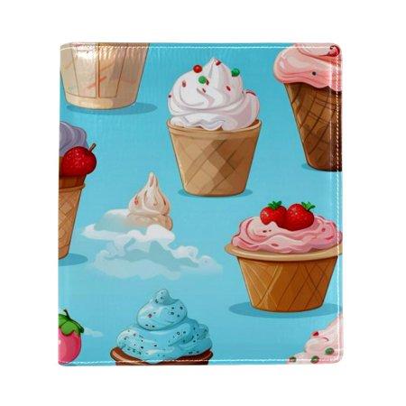 OWNTA Ice Cream Pattern Premium PU Leather Book Protector: Stylish and Durable Book Covers for Checkbook  Notebooks  and More - 9.8x11 Inches