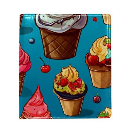 OWNTA Ice Cream Pattern Premium PU Leather Book Protector: Stylish and Durable Book Covers for Checkbook  Notebooks  and More - 9.8x11 Inches