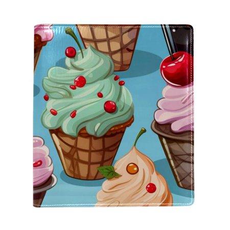 OWNTA Ice Cream Pattern Premium PU Leather Book Protector: Stylish and Durable Book Covers for Checkbook  Notebooks  and More - 9.8x11 Inches