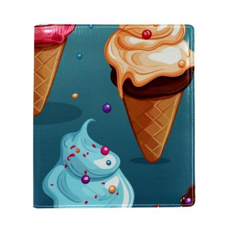 OWNTA Ice Cream Pattern Premium PU Leather Book Protector: Stylish and Durable Book Covers for Checkbook  Notebooks  and More - 9.8x11 Inches