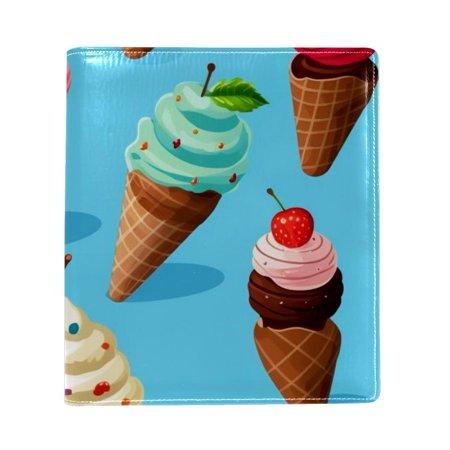 OWNTA Ice Cream Pattern Premium PU Leather Book Protector: Stylish and Durable Book Covers for Checkbook  Notebooks  and More - 9.8x11 Inches