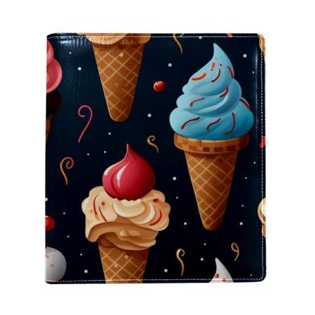 OWNTA Ice Cream Pattern Premium PU Leather Book Protector: Stylish and Durable Book Covers for Checkbook  Notebooks  and More - 9.8x11 Inches