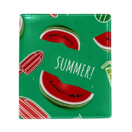 OWNTA Summer Drinks Ice Creams Watermelons Pattern Premium PU Leather Book Protector: Stylish and Durable Book Covers for Checkbook  Notebooks  and Mo