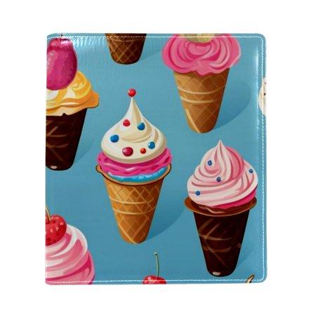 OWNTA Ice Cream Pattern Premium PU Leather Book Protector: Stylish and Durable Book Covers for Checkbook  Notebooks  and More - 9.8x11 Inches