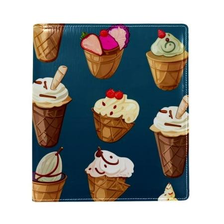 OWNTA Ice Cream Pattern Premium PU Leather Book Protector: Stylish and Durable Book Covers for Checkbook  Notebooks  and More - 9.8x11 Inches
