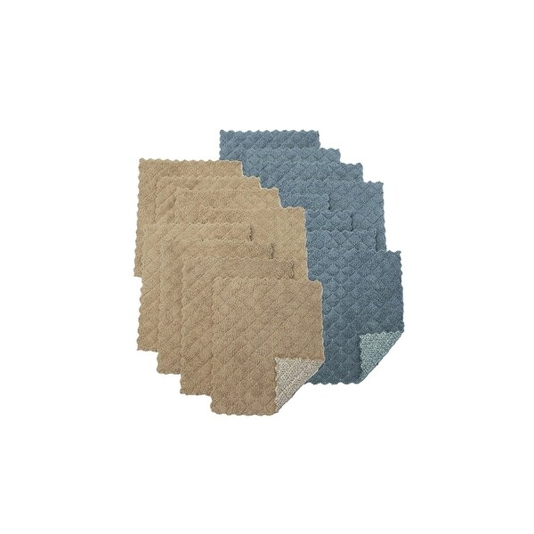 1888 Mills Fresh & Simple Scrub and Dry Set (8 Pack), Taupe/Blue