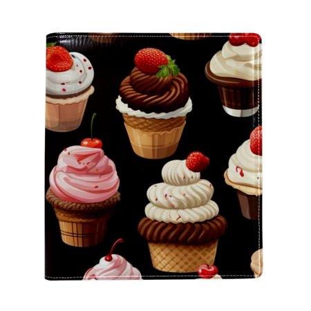 OWNTA Ice Cream Pattern Premium PU Leather Book Protector: Stylish and Durable Book Covers for Checkbook  Notebooks  and More - 9.8x11 Inches
