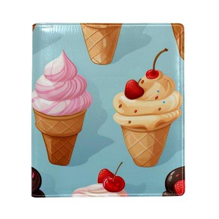 OWNTA Ice Cream Pattern Premium PU Leather Book Protector: Stylish and Durable Book Covers for Checkbook  Notebooks  and More - 9.8x11 Inches
