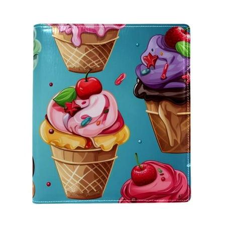 OWNTA Ice Cream Pattern Premium PU Leather Book Protector: Stylish and Durable Book Covers for Checkbook  Notebooks  and More - 9.8x11 Inches