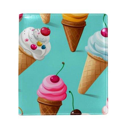 OWNTA Ice Cream Pattern Premium PU Leather Book Protector: Stylish and Durable Book Covers for Checkbook  Notebooks  and More - 9.8x11 Inches