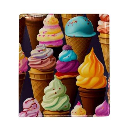 OWNTA Ice Cream Pattern Premium PU Leather Book Protector: Stylish and Durable Book Covers for Checkbook  Notebooks  and More - 9.8x11 Inches