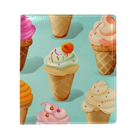 OWNTA Ice Cream Pattern Premium PU Leather Book Protector: Stylish and Durable Book Covers for Checkbook  Notebooks  and More - 9.8x11 Inches