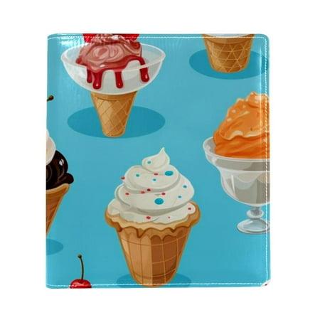 OWNTA Ice Cream Pattern Premium PU Leather Book Protector: Stylish and Durable Book Covers for Checkbook  Notebooks  and More - 9.8x11 Inches