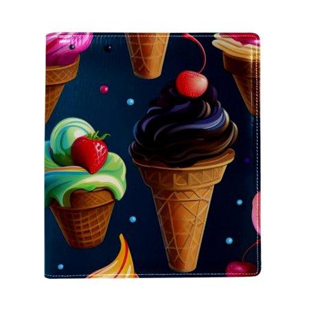OWNTA Ice Cream Pattern Premium PU Leather Book Protector: Stylish and Durable Book Covers for Checkbook  Notebooks  and More - 9.8x11 Inches