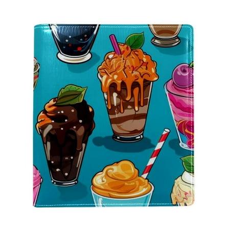 OWNTA Ice Cream Pattern Premium PU Leather Book Protector: Stylish and Durable Book Covers for Checkbook  Notebooks  and More - 9.8x11 Inches