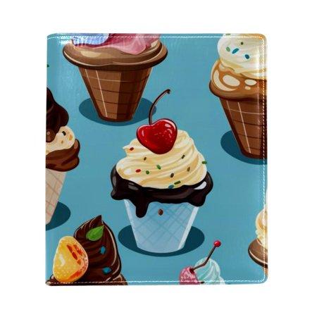 OWNTA Ice Cream Pattern Premium PU Leather Book Protector: Stylish and Durable Book Covers for Checkbook  Notebooks  and More - 9.8x11 Inches