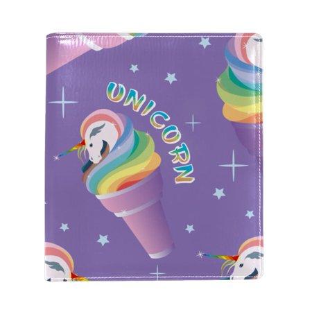 OWNTA Rainbow Unicorn Ice Cream Purple Pattern Premium PU Leather Book Protector: Stylish and Durable Book Covers for Checkbook  Notebooks  and More -